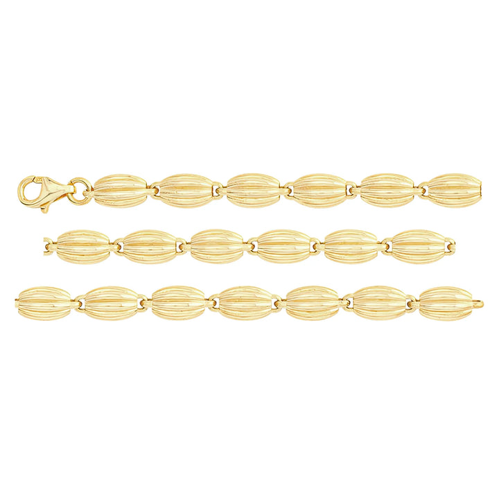 Solid gold bead bracelet, 8.10 g — shown in three rows across the frame.
