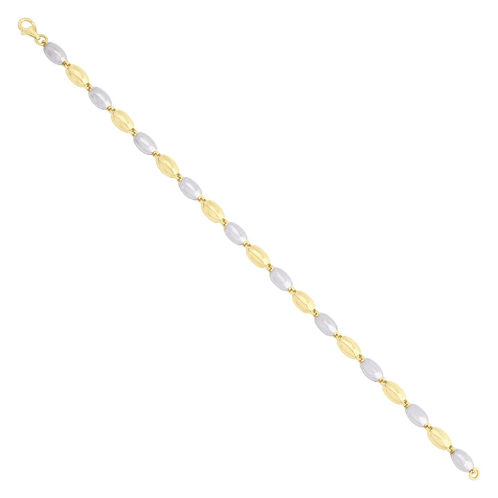 Solid gold bead bracelet, 5.50 g — shown at an angle across the frame.