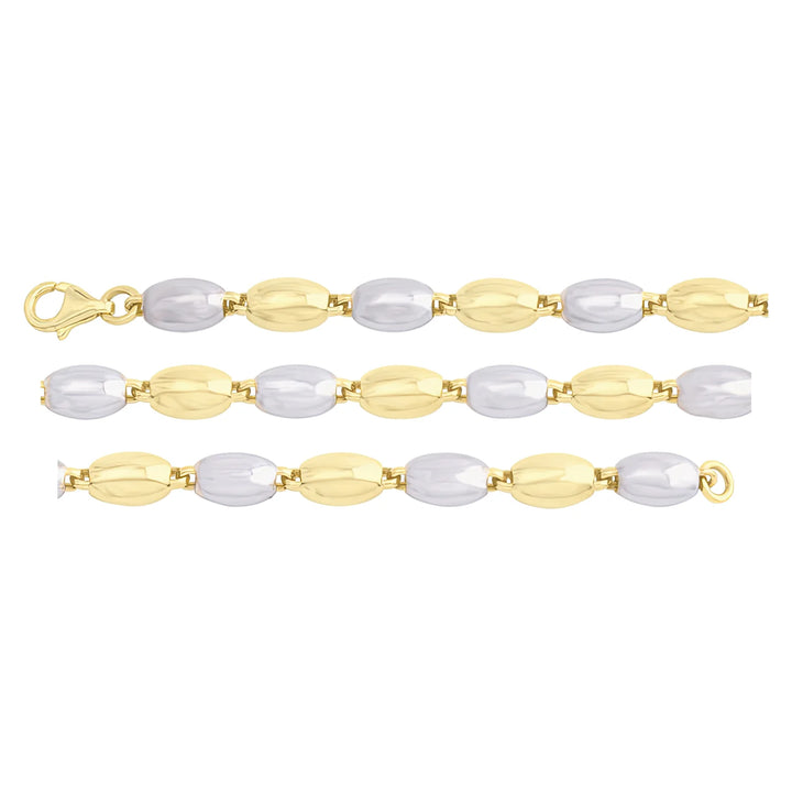 Solid gold bead bracelet, 5.50 g — shown in three rows across the frame.