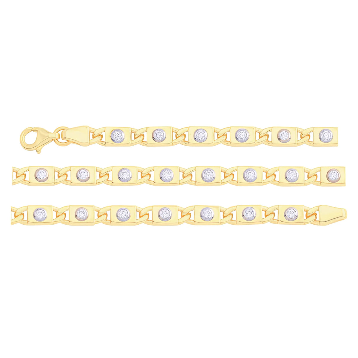 Solid gold id bracelet, 6.40 g — shown in three rows across the frame.