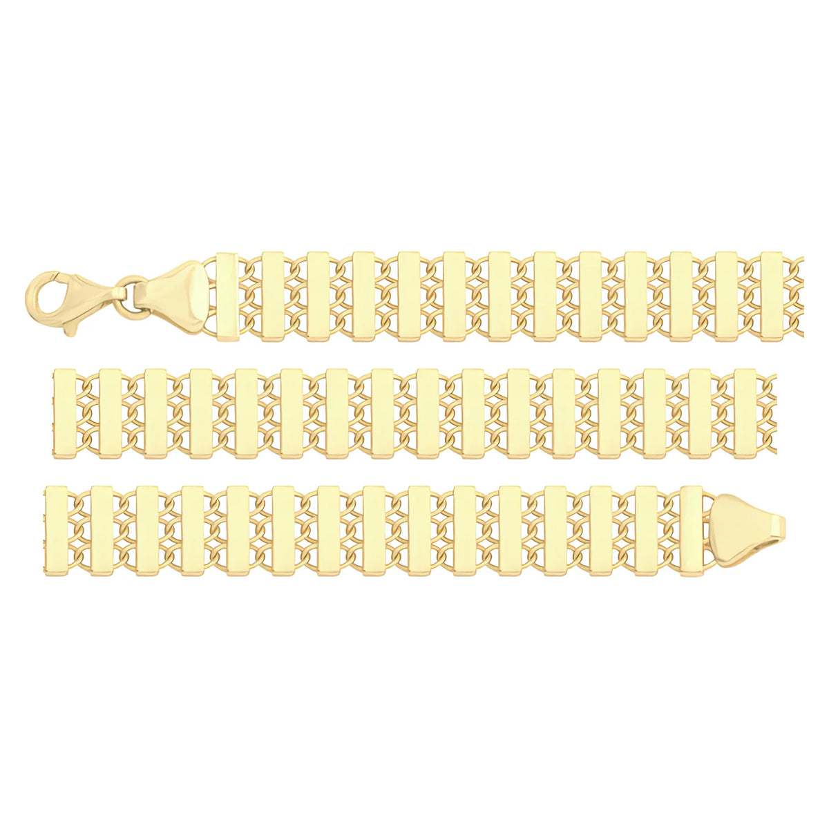 Solid gold id bracelet, 8.35 g — shown in three rows across the frame.
