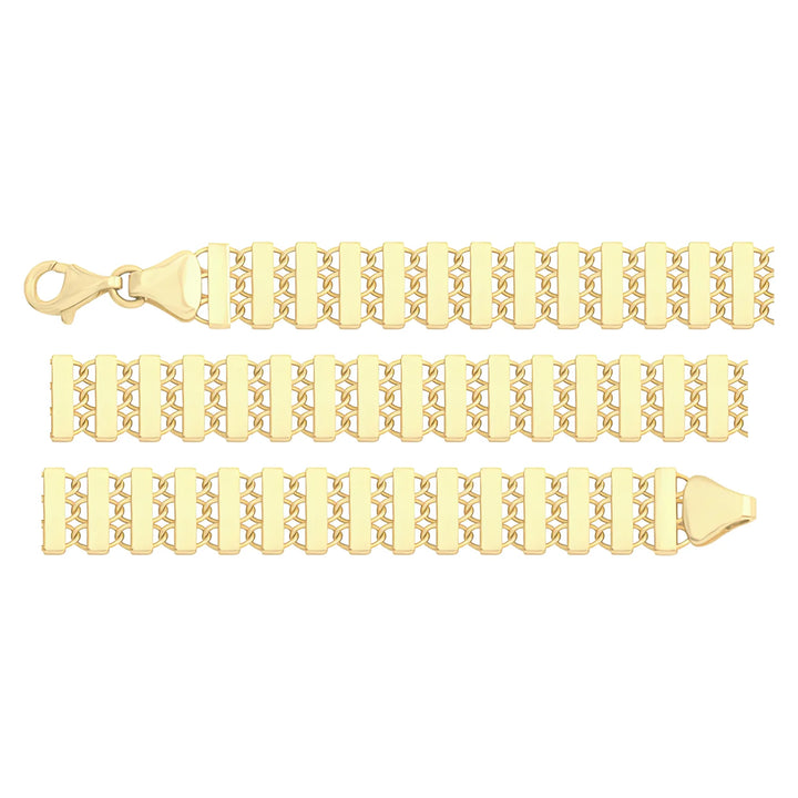Solid gold id bracelet, 8.35 g — shown in three rows across the frame.