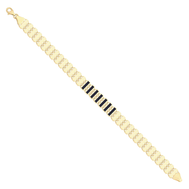 Solid gold bar link bracelet, 7.90 g — shown at an angle across the frame.