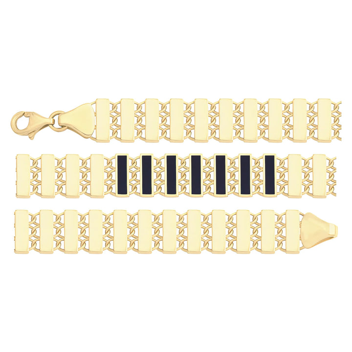 Solid gold bar link bracelet, 7.90 g — shown in three rows across the frame.