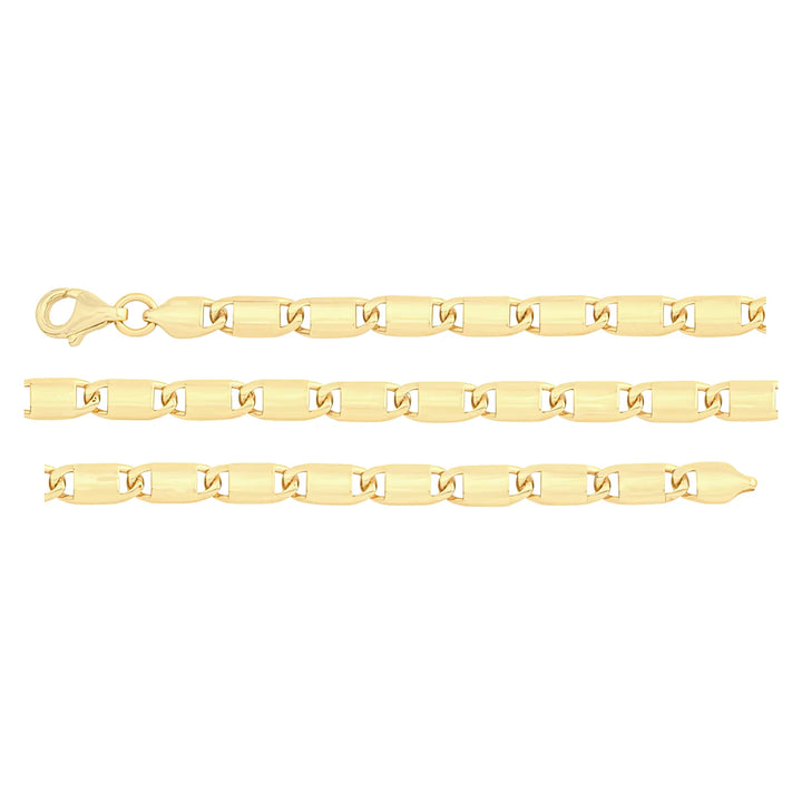 Solid gold mariner bracelet, 4.70 g — shown in three rows across the frame.