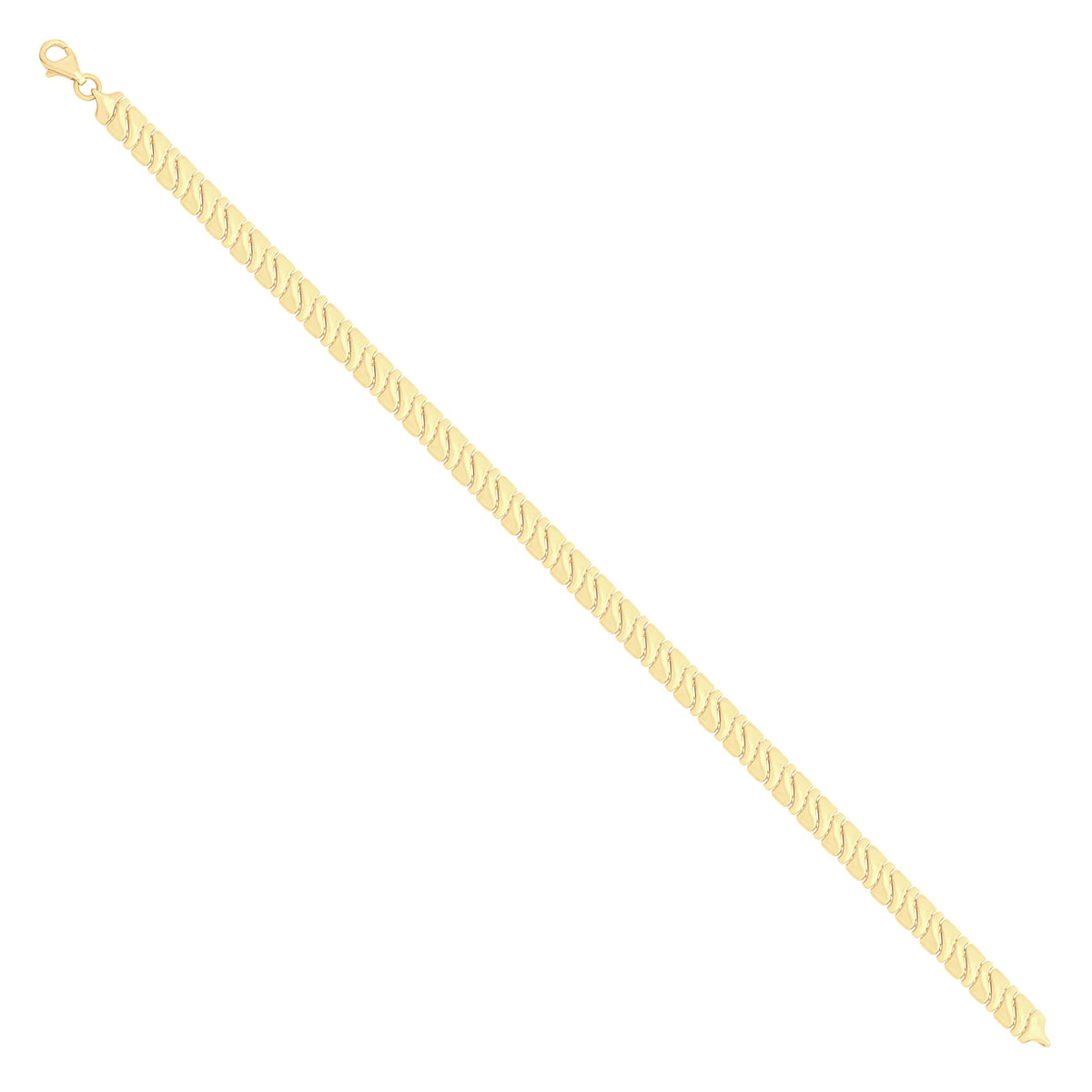 Solid gold braided bracelet, 6.55 g — shown at an angle across the frame.