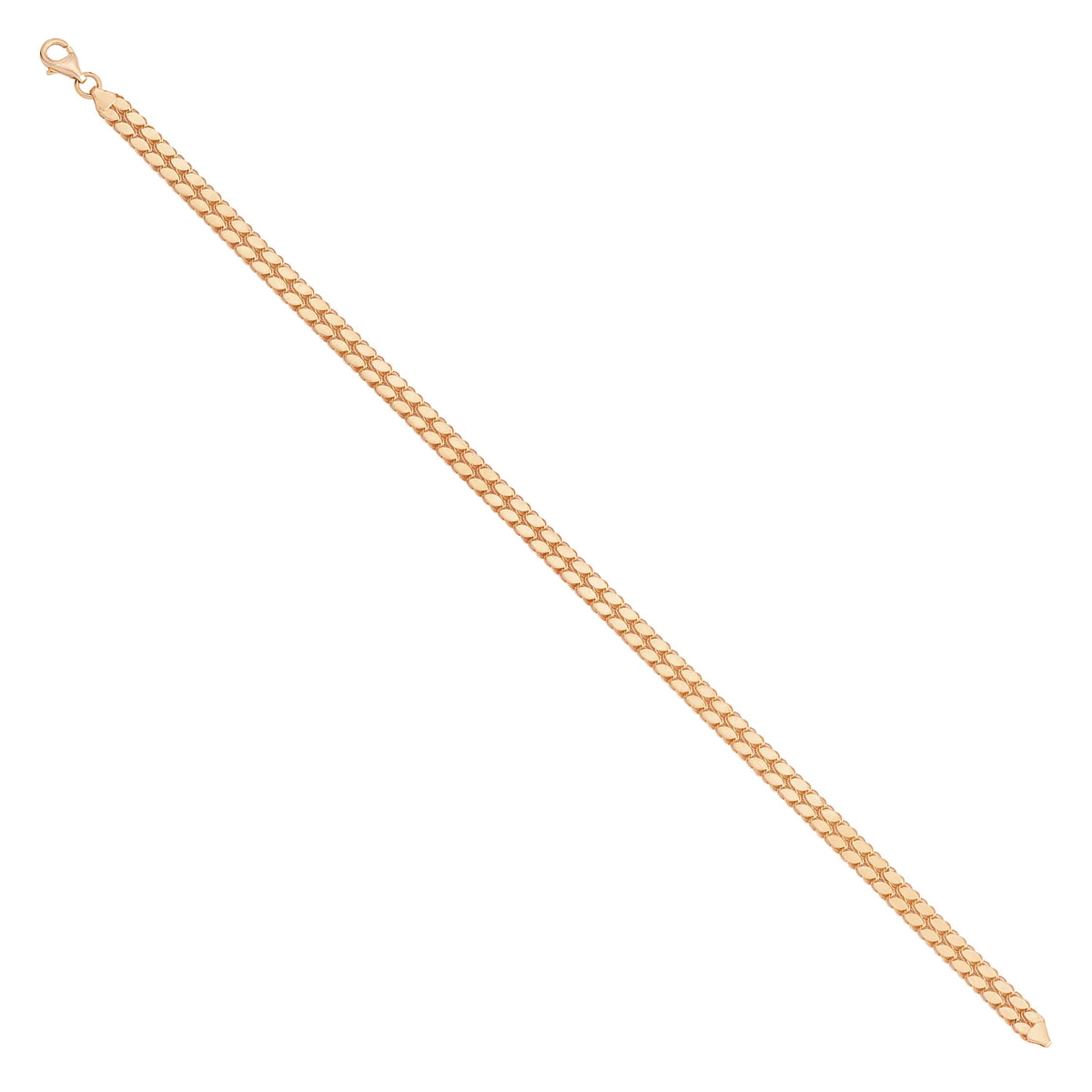 Solid gold braided bracelet, 5.55 g — shown at an angle across the frame.