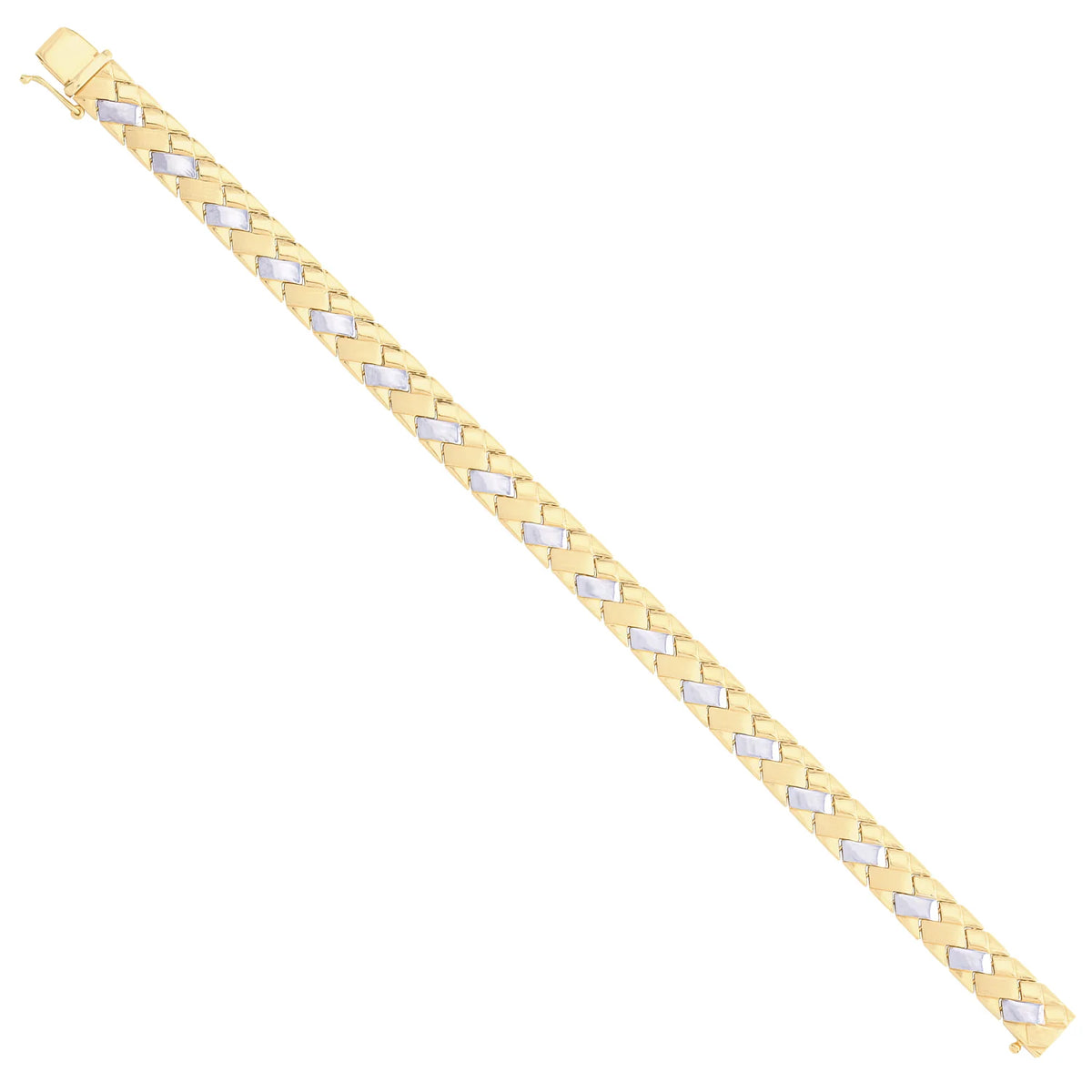 Solid gold braided bracelet, 9.90 g — shown at an angle across the frame.