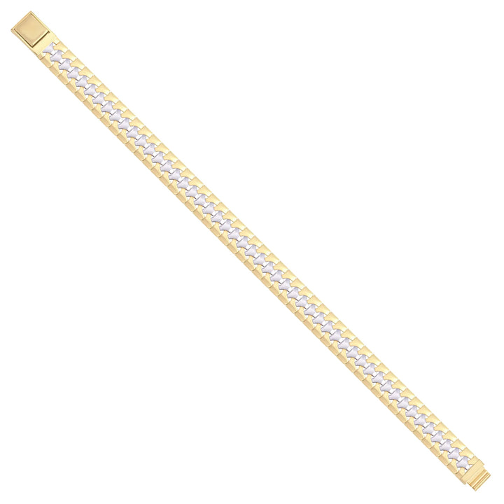 Solid gold fancy link bracelet, 16.80 g — shown at an angle across the frame.