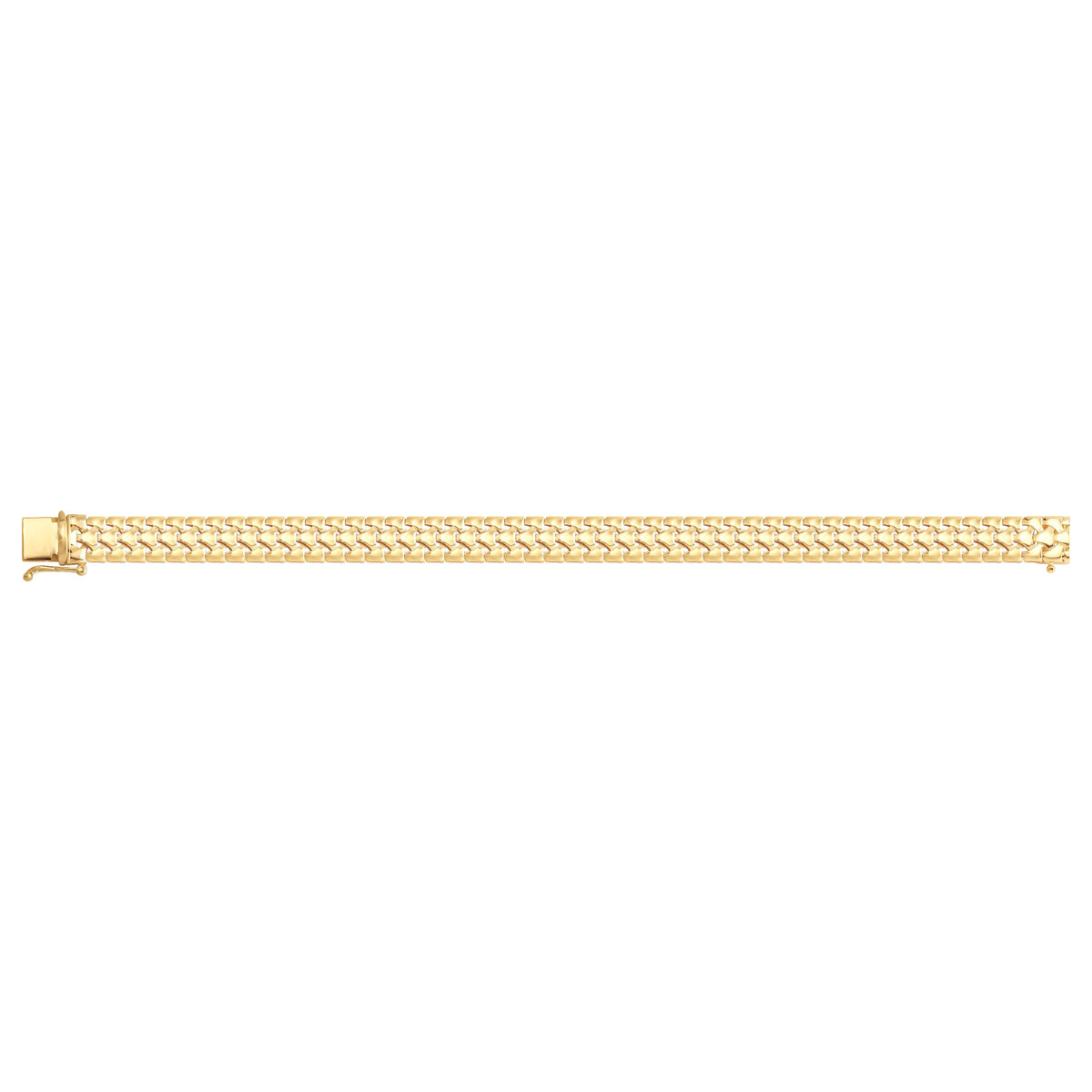Solid gold brick link bracelet, 14.80 g — shown square on a plain background.