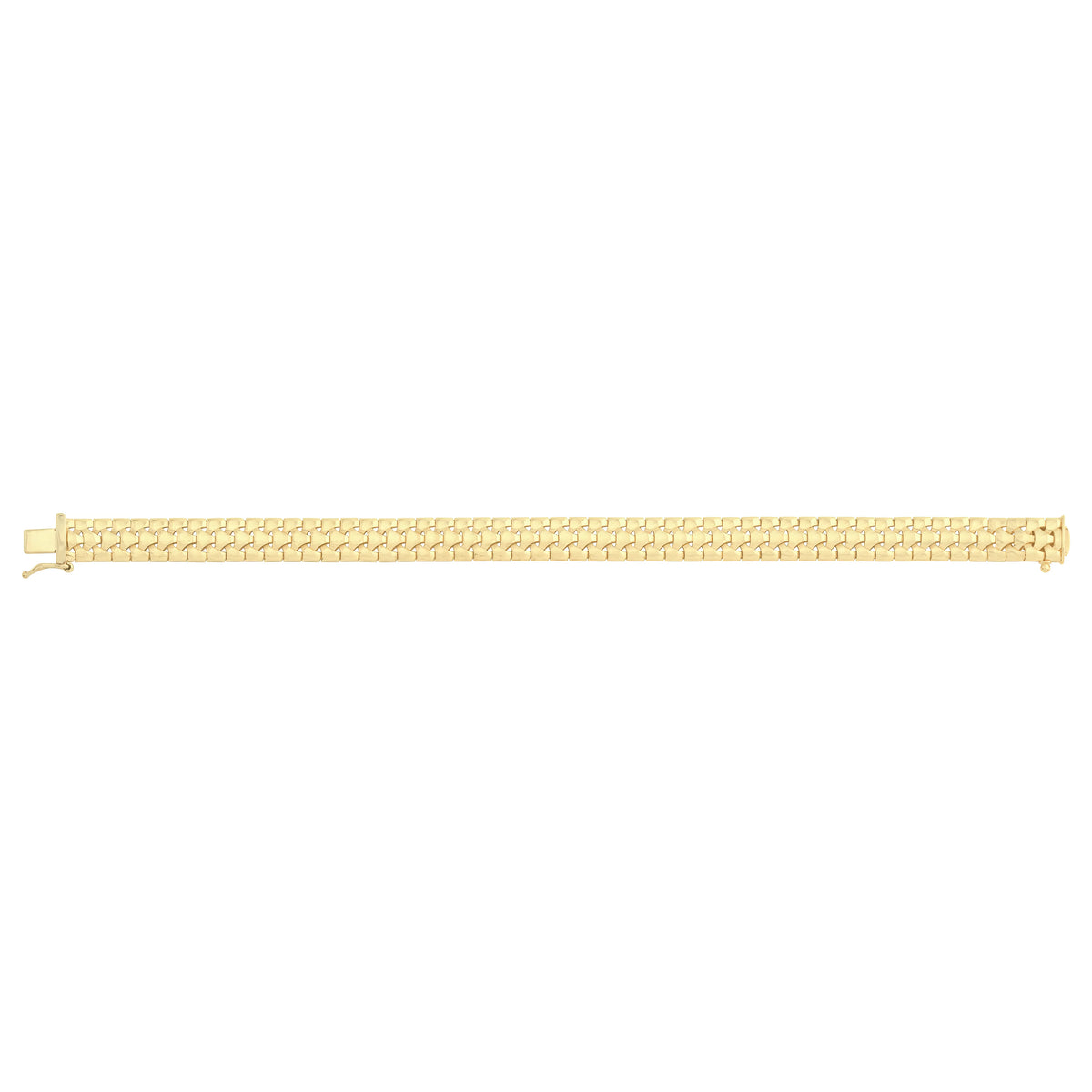 Solid gold fancy link bracelet, 14.25 g — shown square on a plain background.