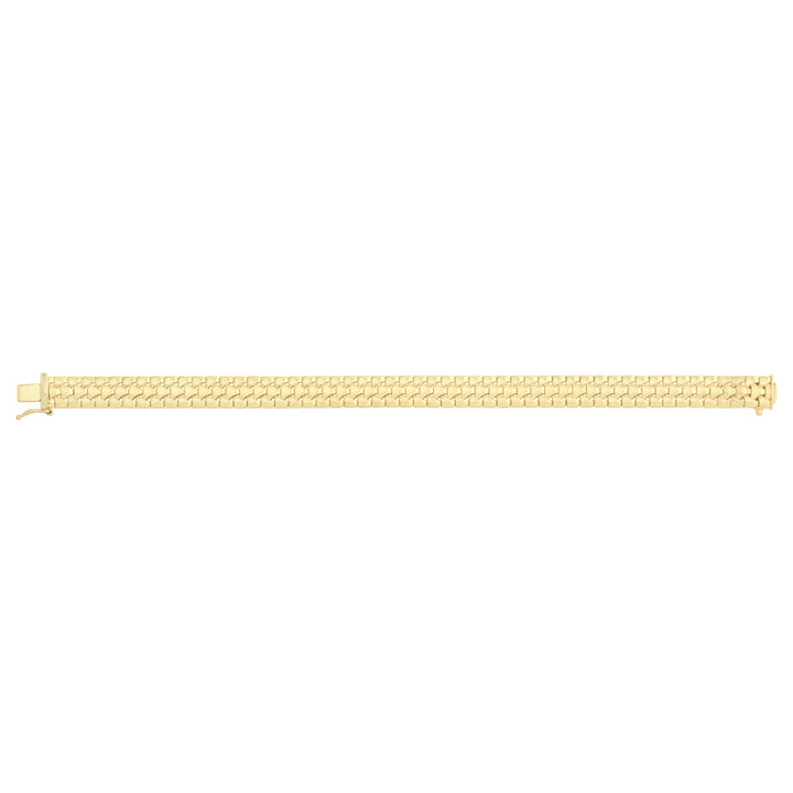 Solid gold fancy link bracelet, 14.25 g — shown square on a plain background.