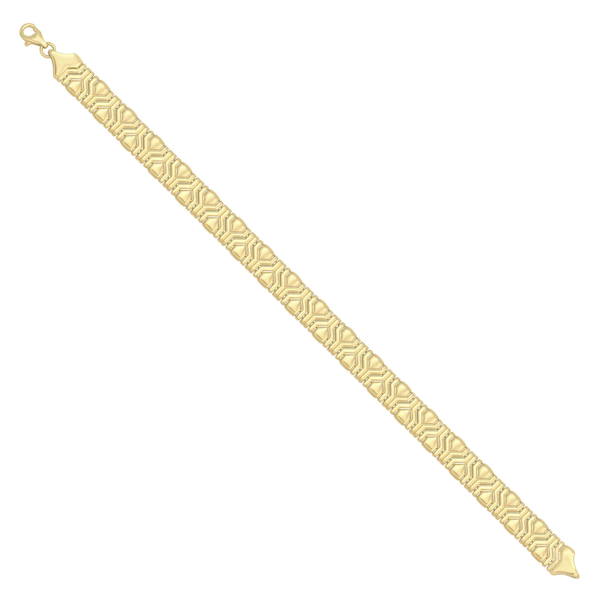 Solid gold fancy link bracelet, 12.30 g — shown at an angle across the frame.