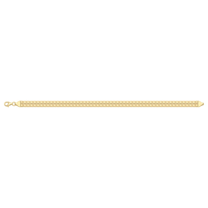 Solid gold fancy link bracelet, 8.35 g — shown square on a plain background.