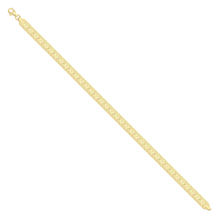 Solid gold fancy link bracelet, 5.60 g — shown at an angle across the frame.
