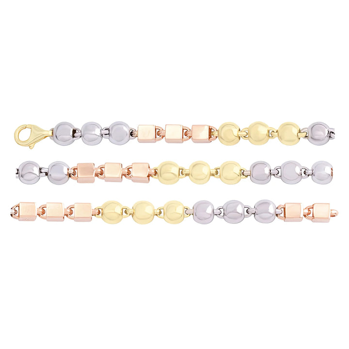 Solid gold bead bracelet, 6.60 g — shown in three rows across the frame.