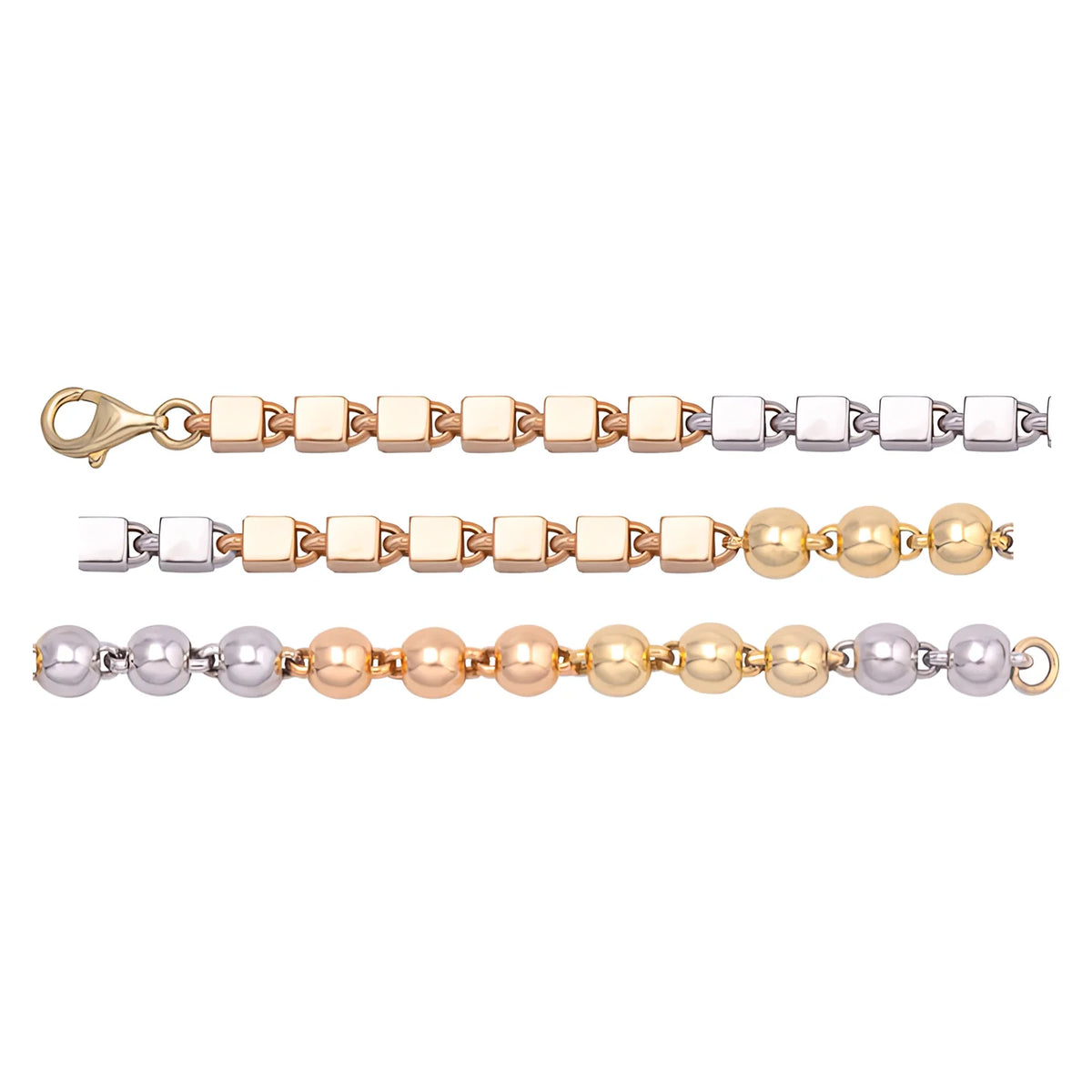 Solid gold bead bracelet, 6.60 g — shown in three rows across the frame.