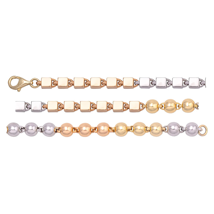 Solid gold bead bracelet, 6.60 g — shown in three rows across the frame.