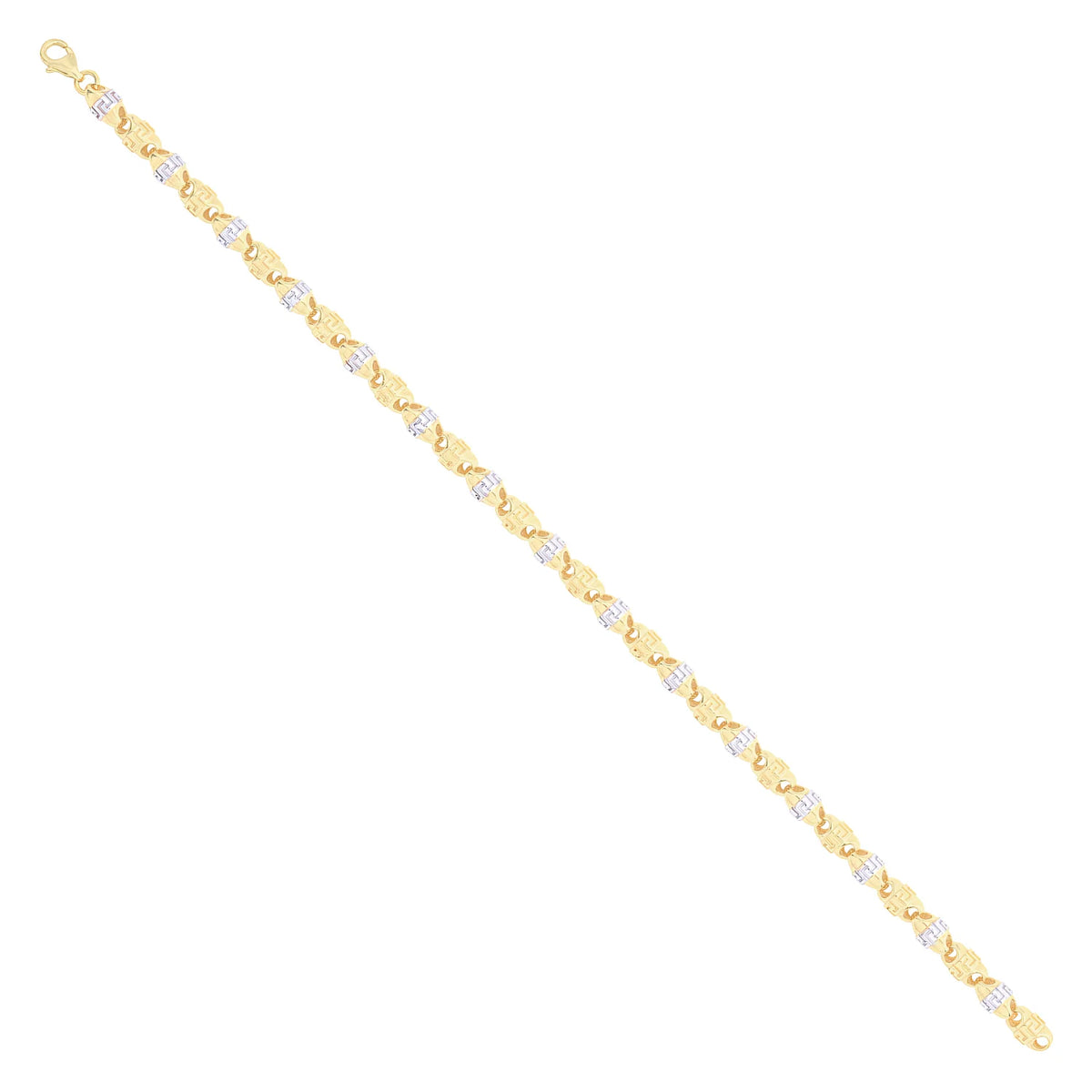 Solid gold fancy link bracelet, 8.55 g — shown at an angle across the frame.