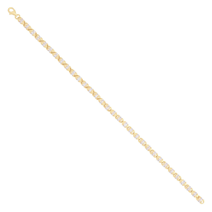 Solid gold fancy link bracelet, 6.10 g — shown at an angle across the frame.