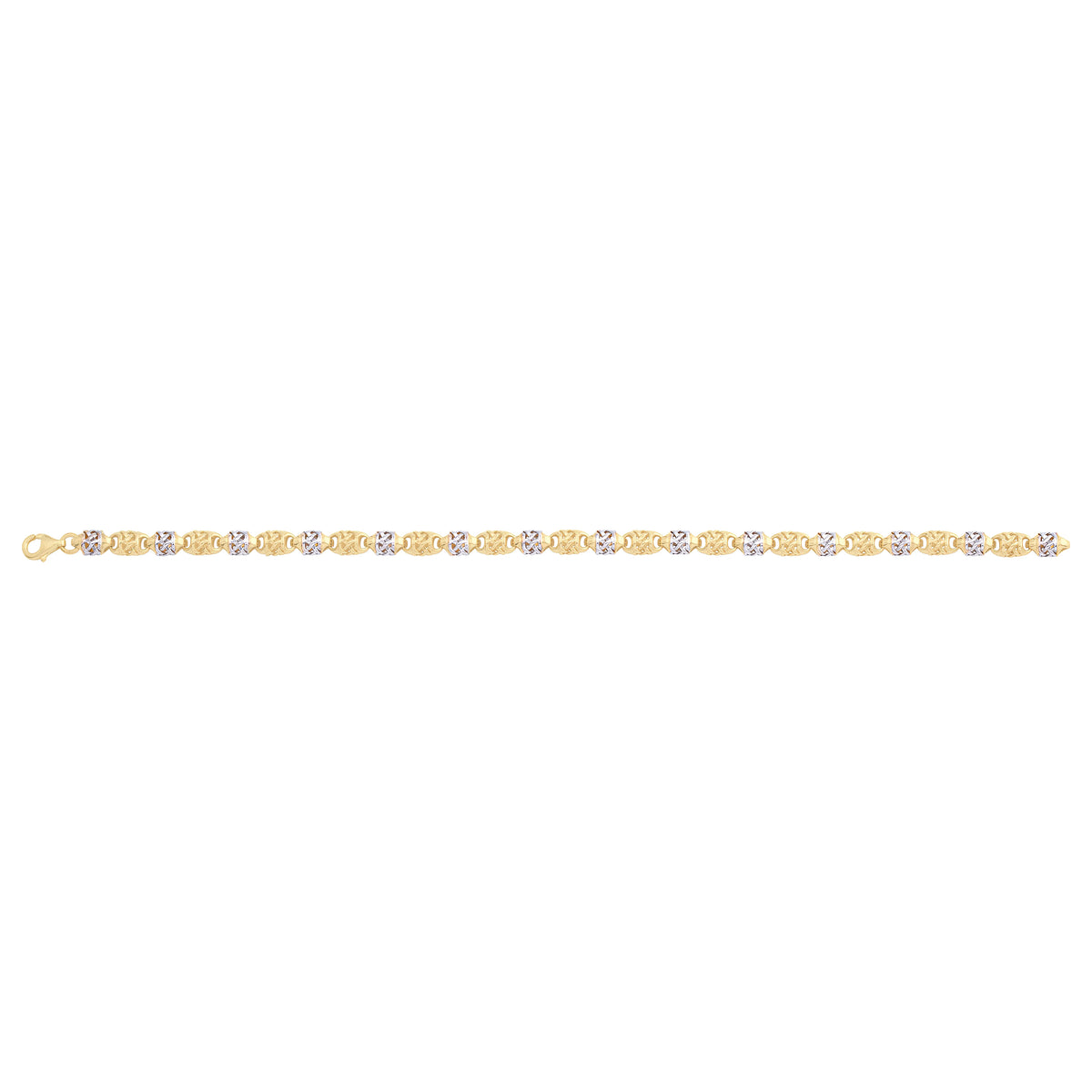 Solid gold fancy link bracelet, 7.10 g — shown square on a plain background.