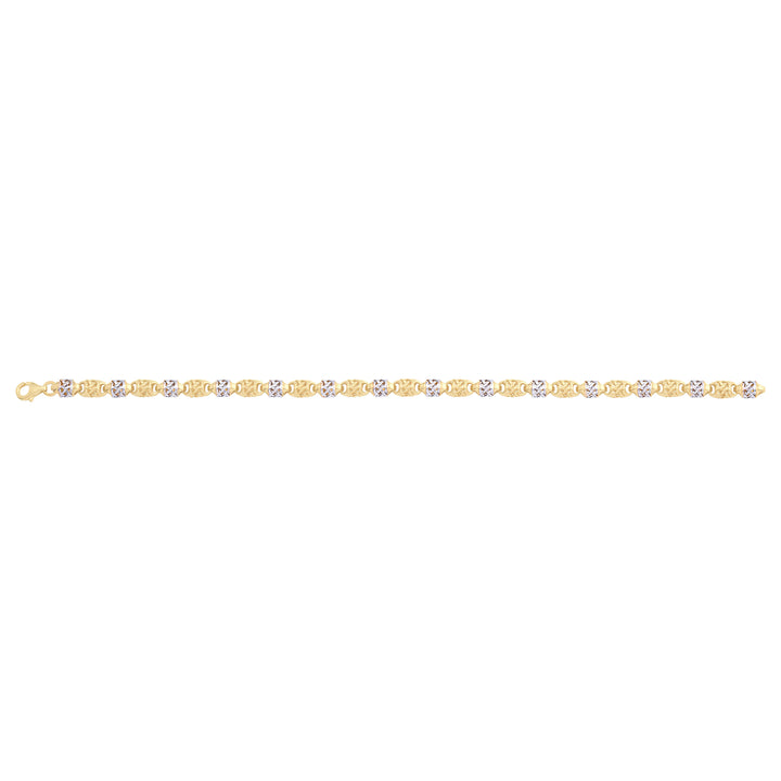Solid gold fancy link bracelet, 7.10 g — shown square on a plain background.