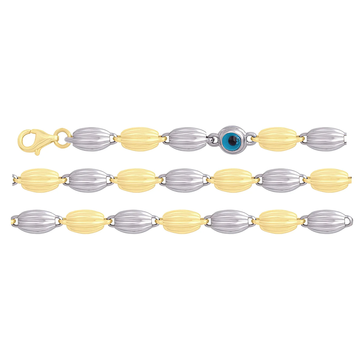 Solid gold bead bracelet, 8.20 g — shown in three rows across the frame.