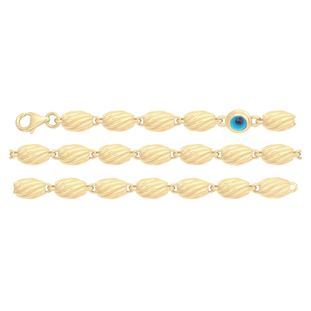 Solid gold bead bracelet, 6.80 g — shown in three rows across the frame.