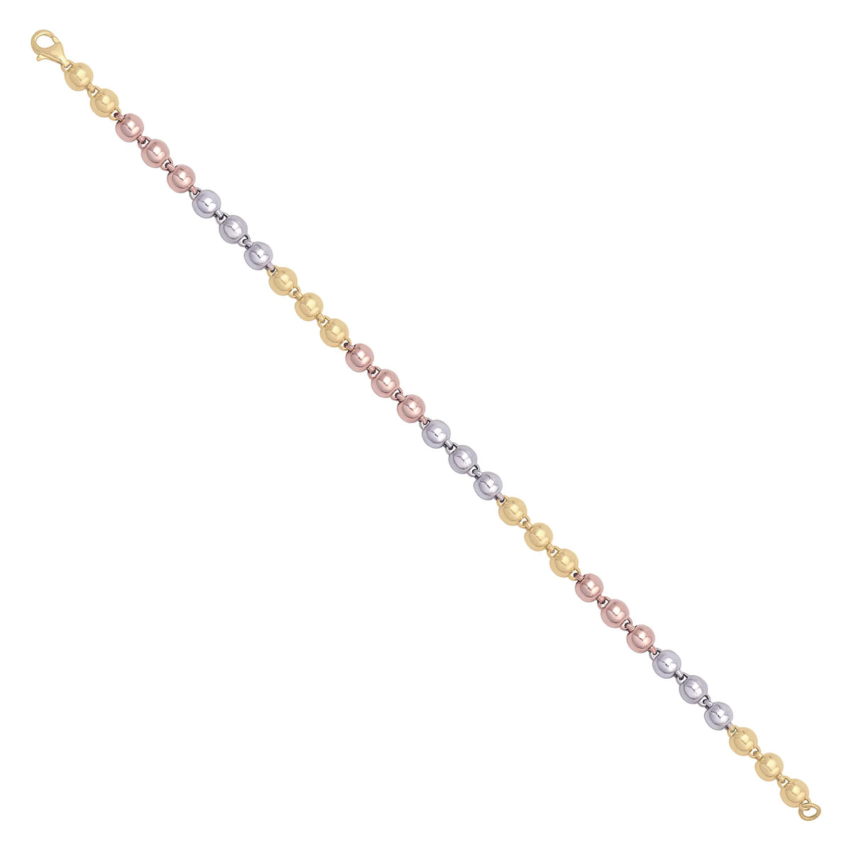 Solid gold bead bracelet, 6.30 g — shown at an angle across the frame.