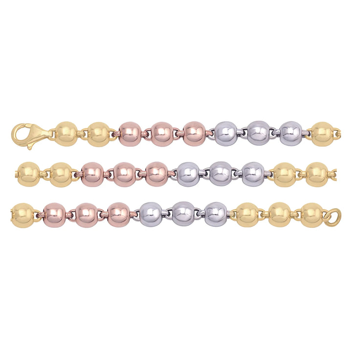 Solid gold bead bracelet, 6.30 g — shown in three rows across the frame.