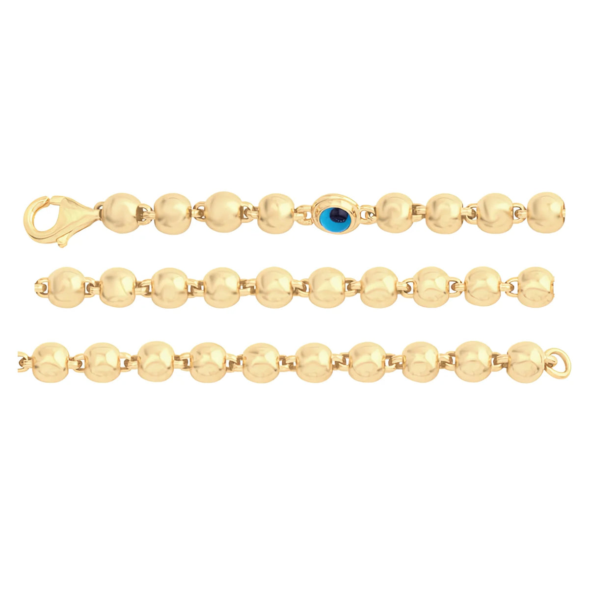 Solid gold bead bracelet, 6.35 g — shown in three rows across the frame.