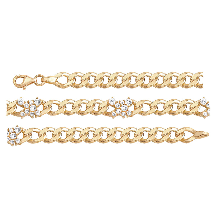 Solid gold curb bracelet, 7.70 g — shown in three rows across the frame.