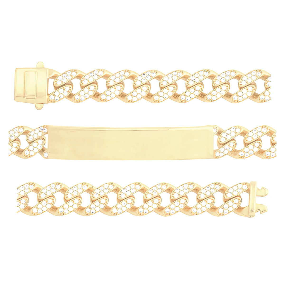 Solid gold id bracelet, 15.60 g — shown in three rows across the frame.