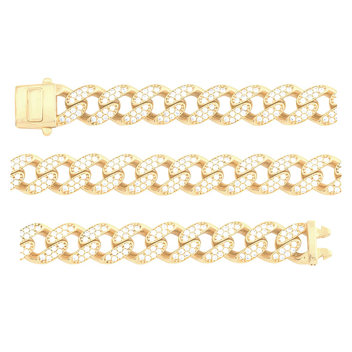 Solid gold curb bracelet, 15.40 g — shown in three rows across the frame.