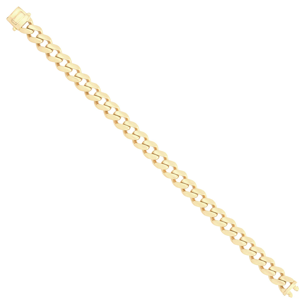Solid gold curb bracelet, 14.25 g — shown at an angle across the frame.