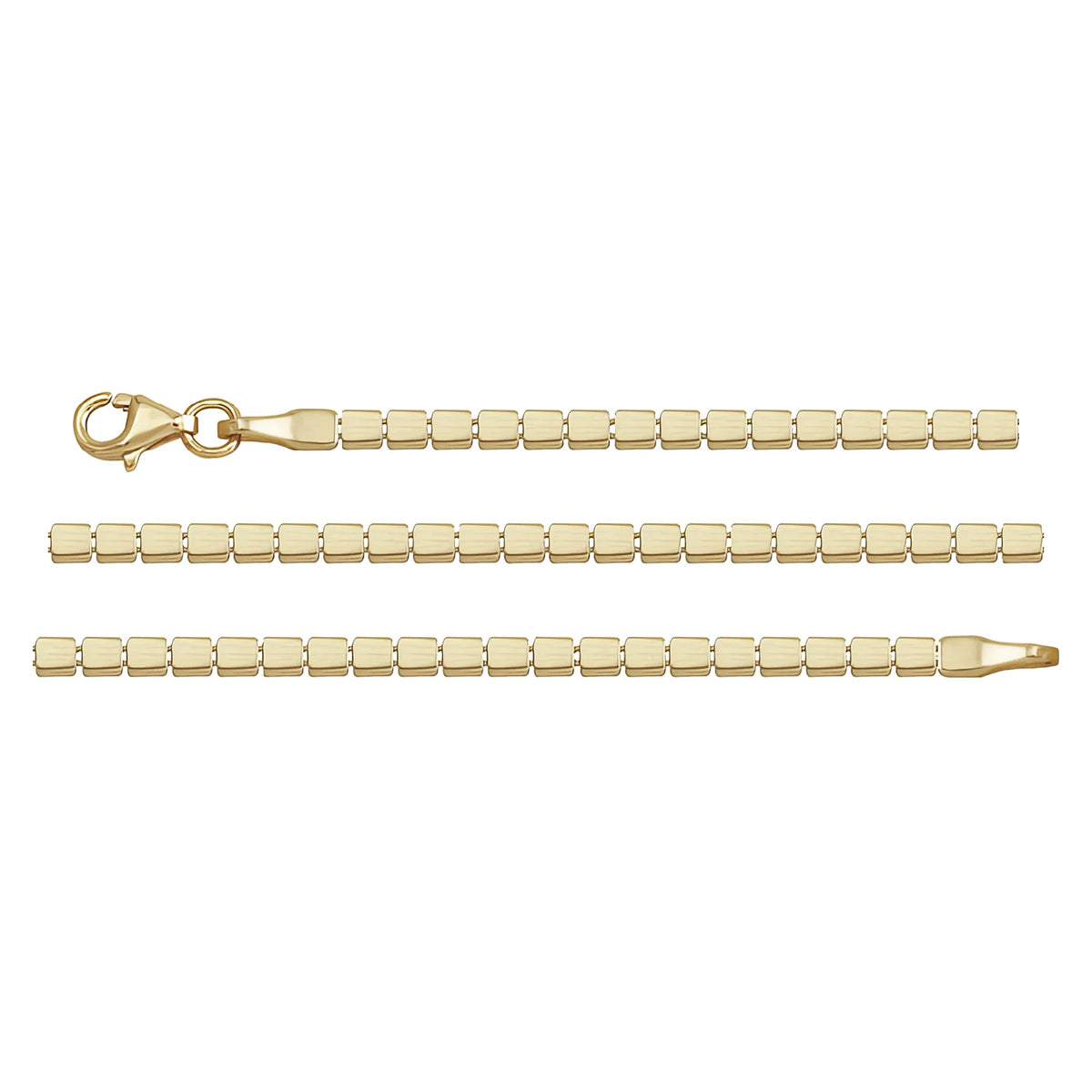 Solid gold id bracelet, 4.50 g — shown in three rows across the frame.