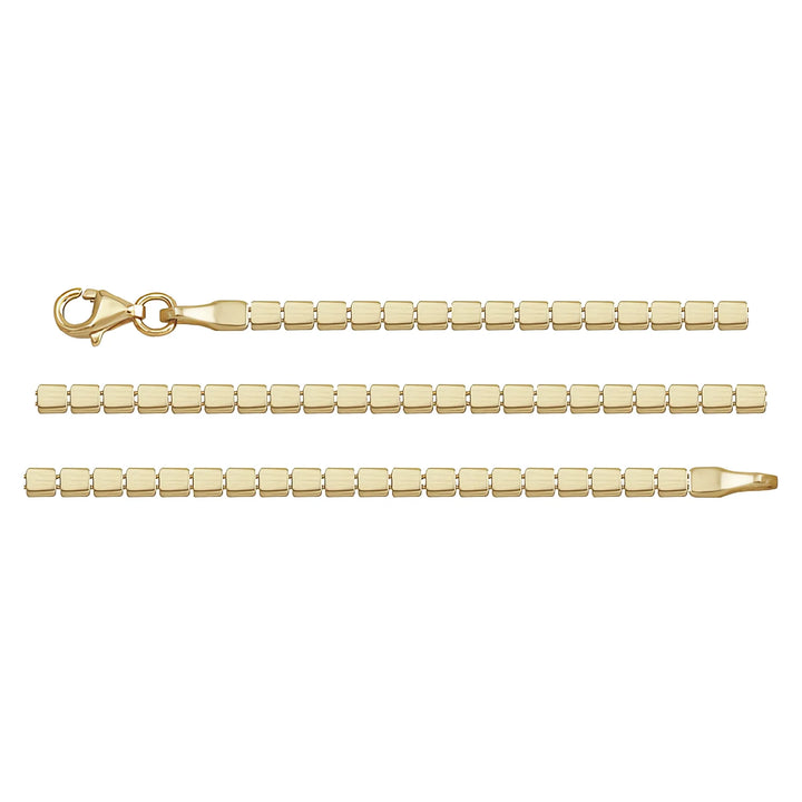Solid gold id bracelet, 4.50 g — shown in three rows across the frame.