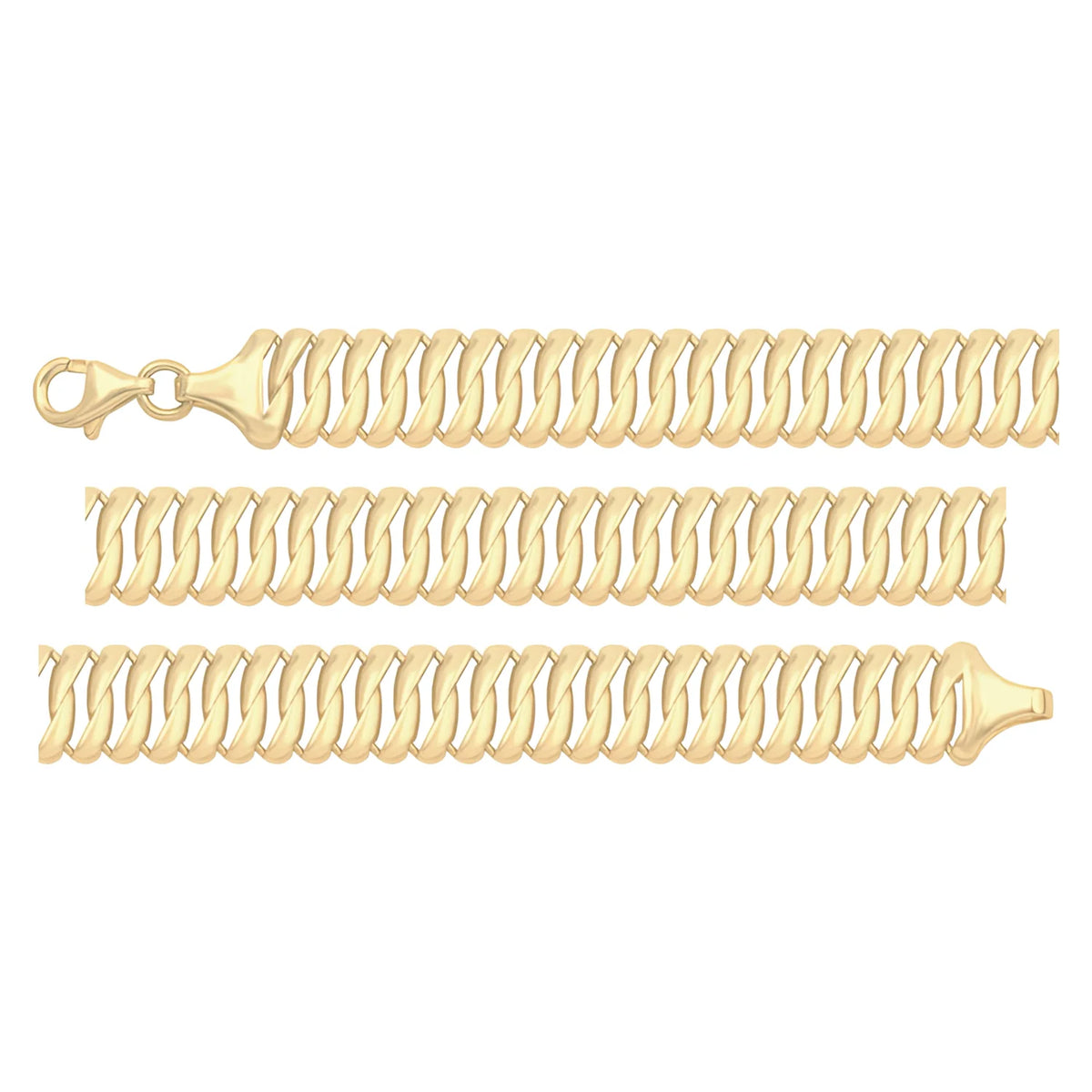 Solid gold braided bracelet, 6.00 g — shown in three rows across the frame.