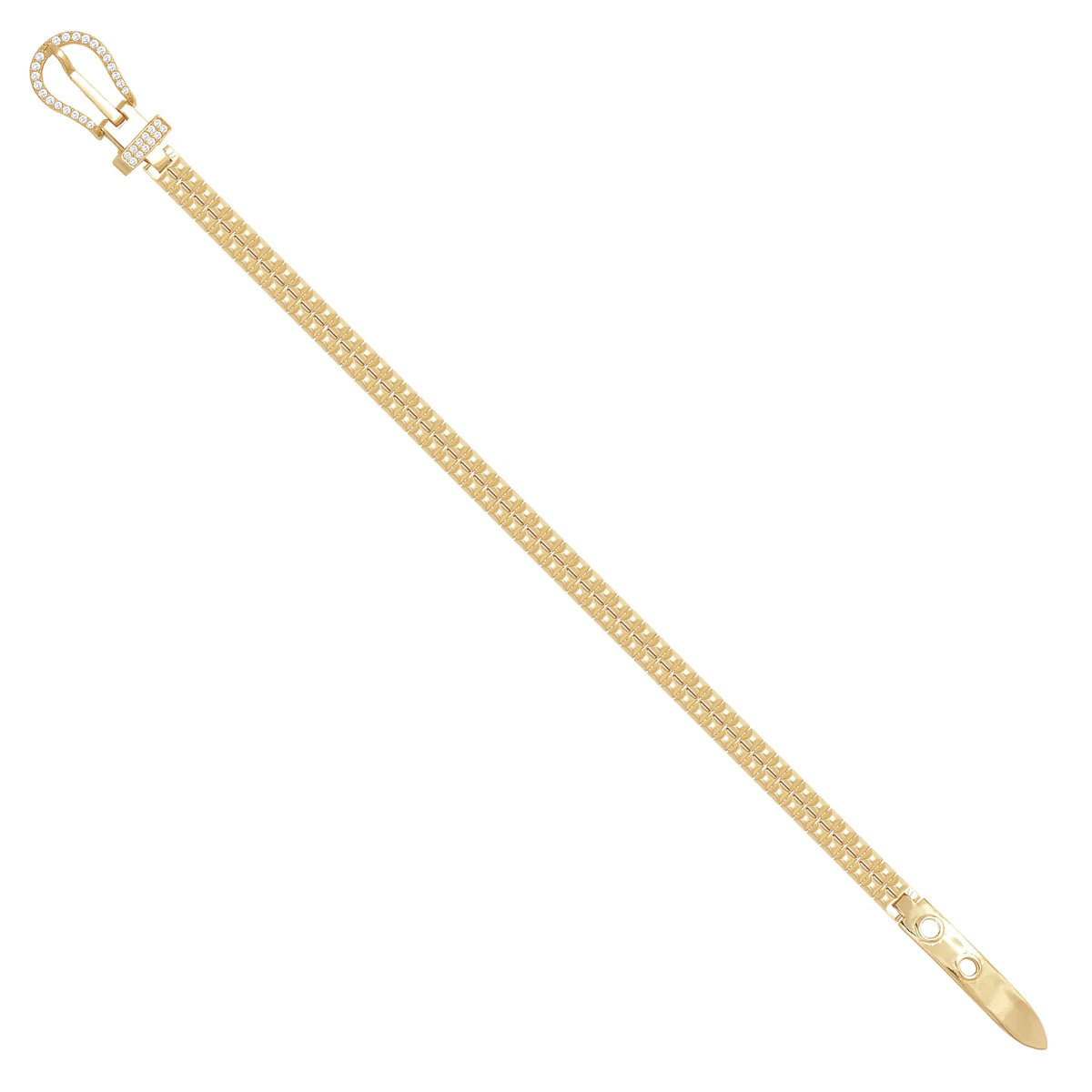 Solid gold brick link bracelet, 11.80 g — shown at an angle across the frame.