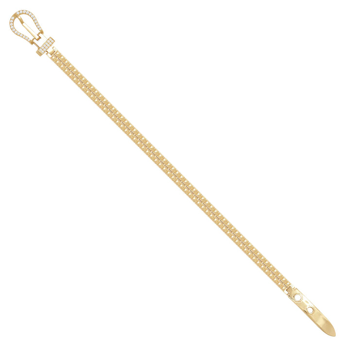 Solid gold brick link bracelet, 11.80 g — shown at an angle across the frame.