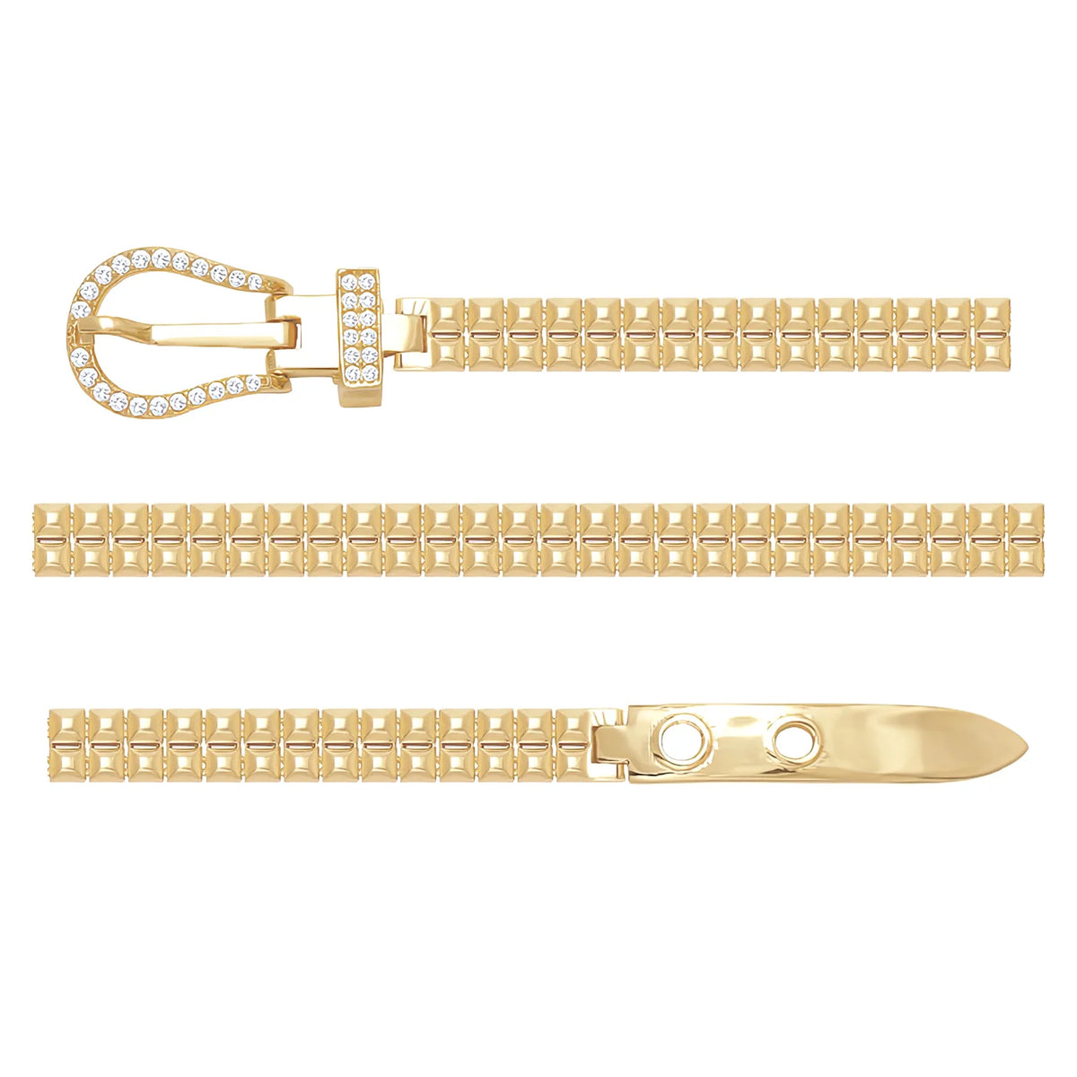 Solid gold brick link bracelet, 11.80 g — shown in three rows across the frame.