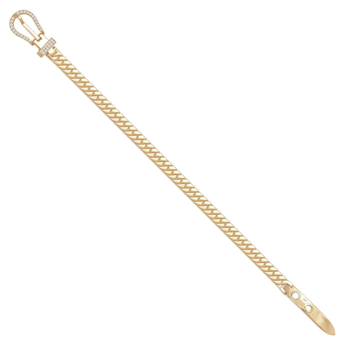 Solid gold curb bracelet, 10.50 g — shown at an angle across the frame.