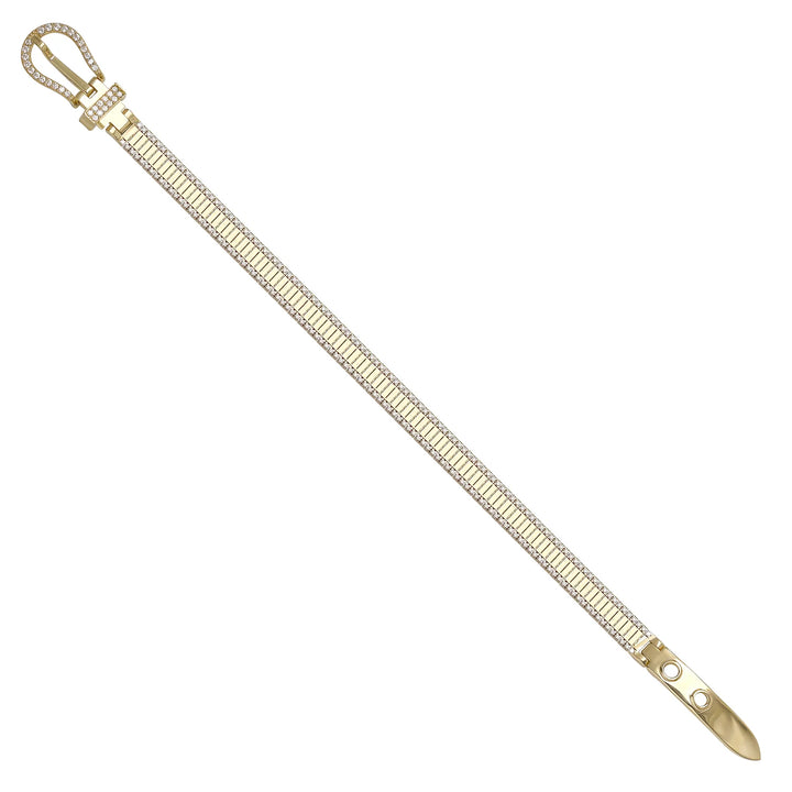 Solid gold bar link bracelet, 14.38 g — shown at an angle across the frame.