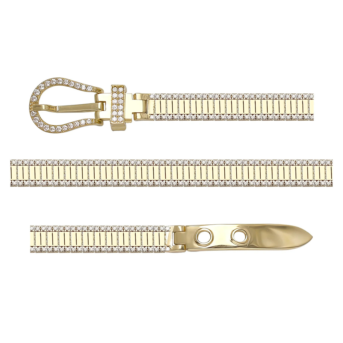 Solid gold bar link bracelet, 14.38 g — shown in three rows across the frame.