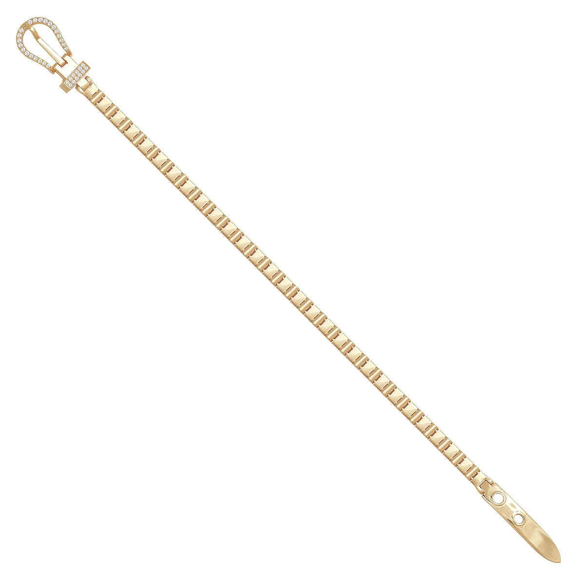 Solid gold bar link bracelet, 10.00 g — shown at an angle across the frame.