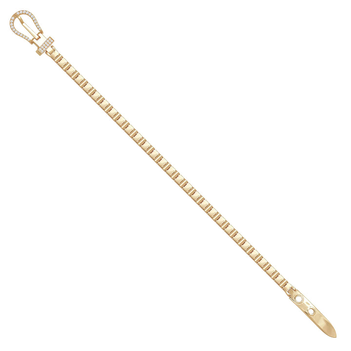 Solid gold bar link bracelet, 10.00 g — shown at an angle across the frame.