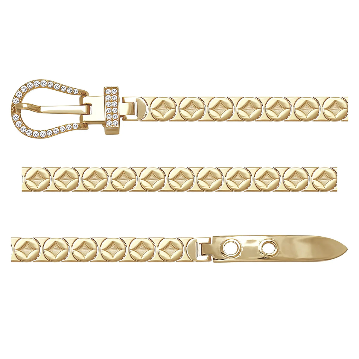 Solid gold fancy link bracelet, 11.90 g — shown in three rows across the frame.