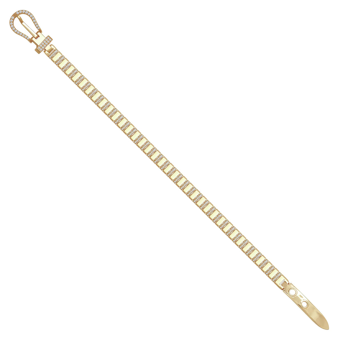 Solid gold bar link bracelet, 15.55 g — shown at an angle across the frame.