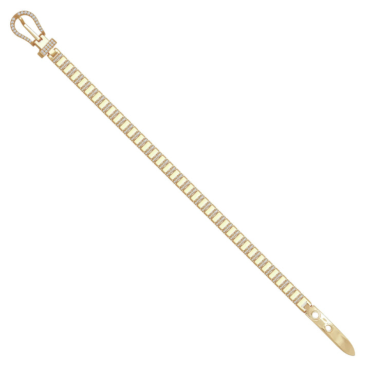 Solid gold bar link bracelet, 15.55 g — shown at an angle across the frame.