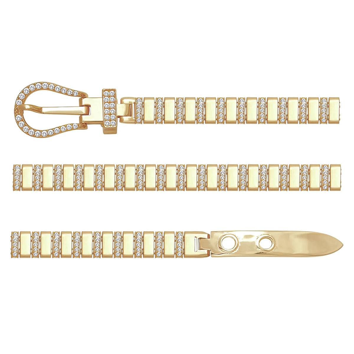 Solid gold bar link bracelet, 15.55 g — shown in three rows across the frame.